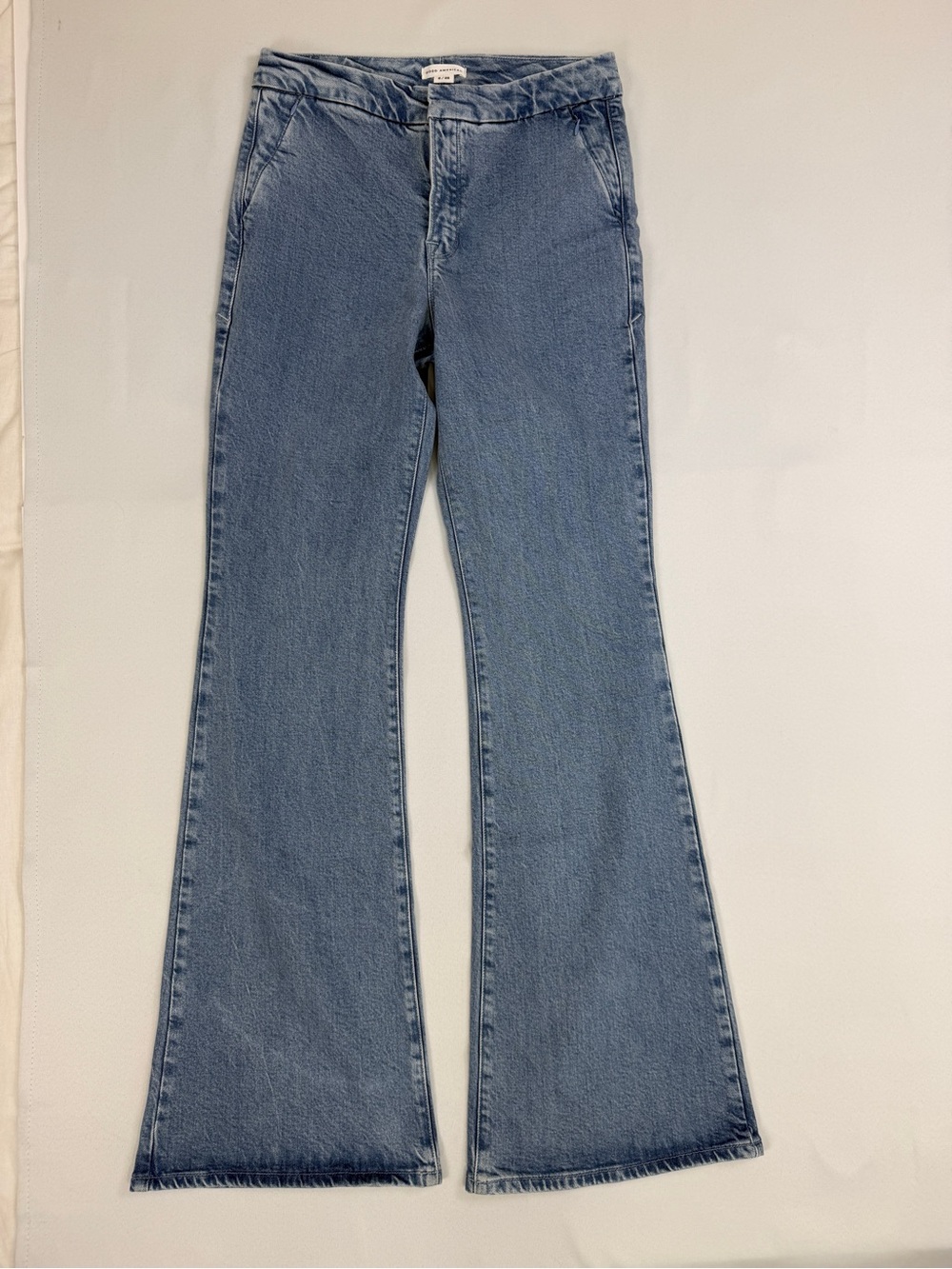 Good American Good Flare Trouser Light Wash High Rise Jeans Size 28